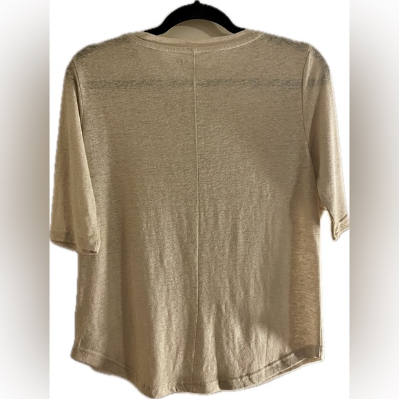 🔥 GAP | Gold Shimmer Linen-Blend Henley Tee Sz XS NWT - Picture 5 of 9